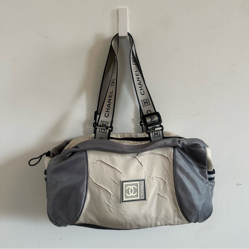 CHANEL Black and Cream Duffel Bag